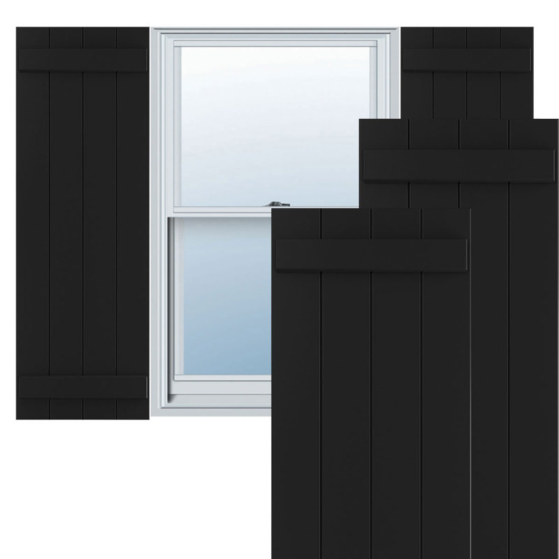 Volets en PVC True Fit, Noir, H 35 po x l 21 1/2 po x P 1 po