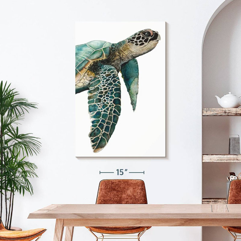 Grande tortue de mer, reproduction sur toile, H 45 po x l 30 po x P 1,25 po
