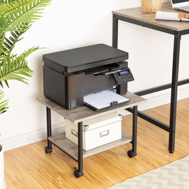 14.4'' H X 19.1'' W Under Desk Mobile Printer Stand, Greige