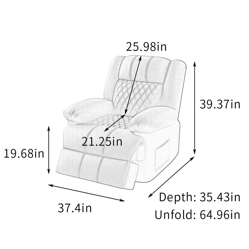 Single Multi-Functional Ergonomic Casual Recliner, Dark Grey