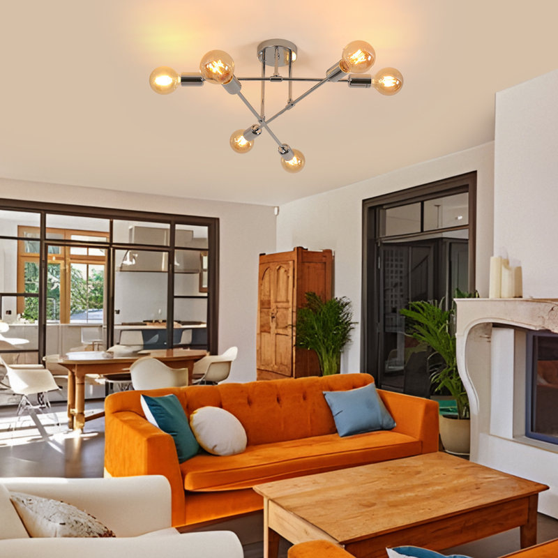 Chrome 6-Light Branch LED Ceiling Light