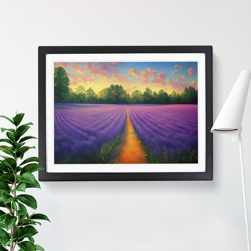 Sumptuous Bluebell Field - Single Picture Frame Print, 46cm H x 64cm W x 2cm D, Black Framed