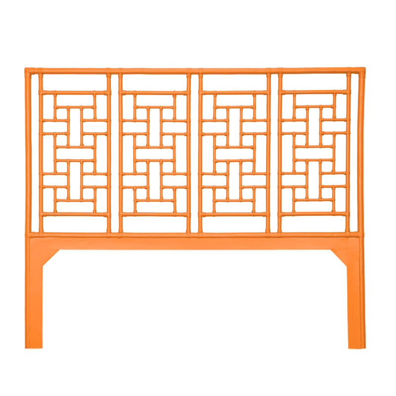 Ohana Rattan Open-Frame Headboard, King, Citrus Orange