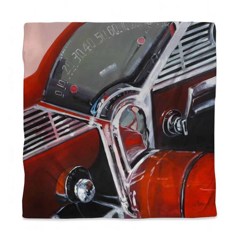 Housse de couette pour voiture rétro rouge - tableau de bord gris