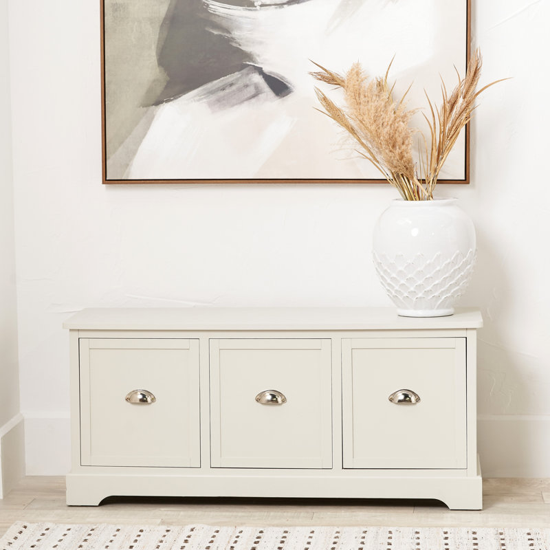 107cm W 3 - Drawer Chest of Drawers, Airy Linen/Silver
