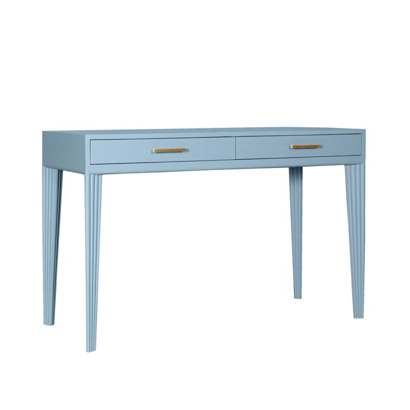 Barcelona Solid Wood Writing Desk, Pool Blue