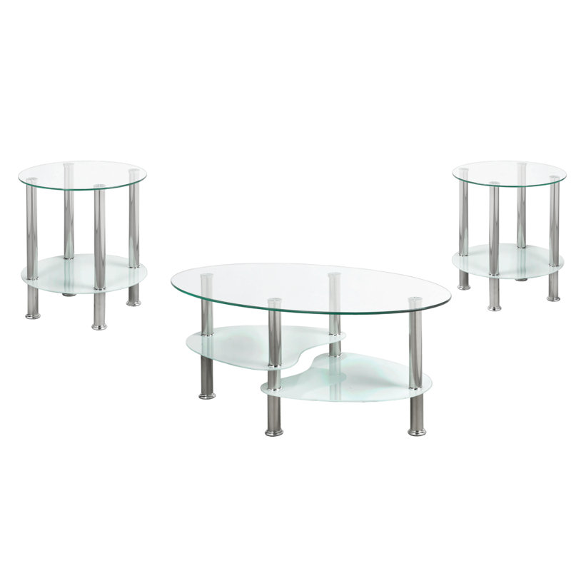 Ratner Glass Top Coffee Table, Clear, White