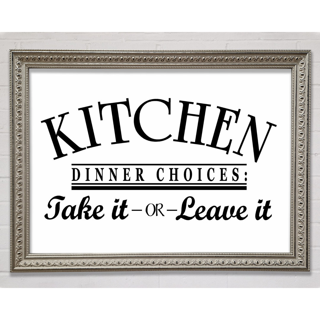 Kitchen Quote Dinner Choices Lime Green Gerahmter Druck