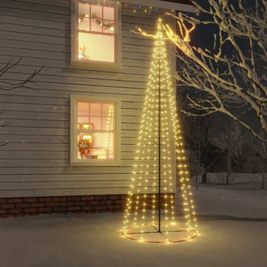 108″ 9 ft Outdoor Warm White LED Cone Tree w/Collapsible base with Wireless  Remote 61506