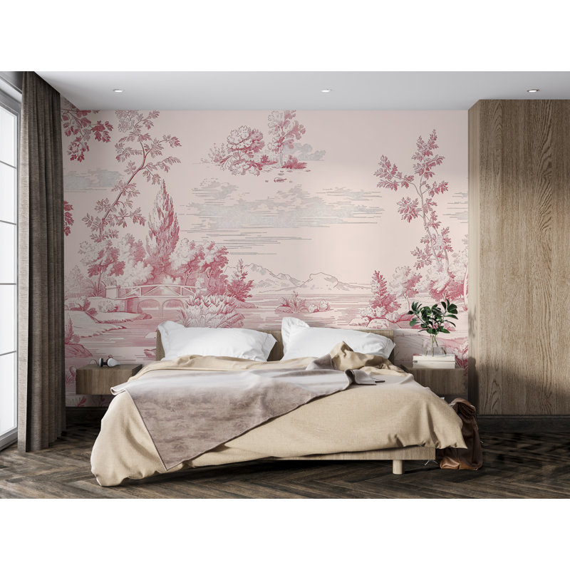 Murale Toile | Papier peint paysage français rétro, L 165 po x l 120 po, Non tissé