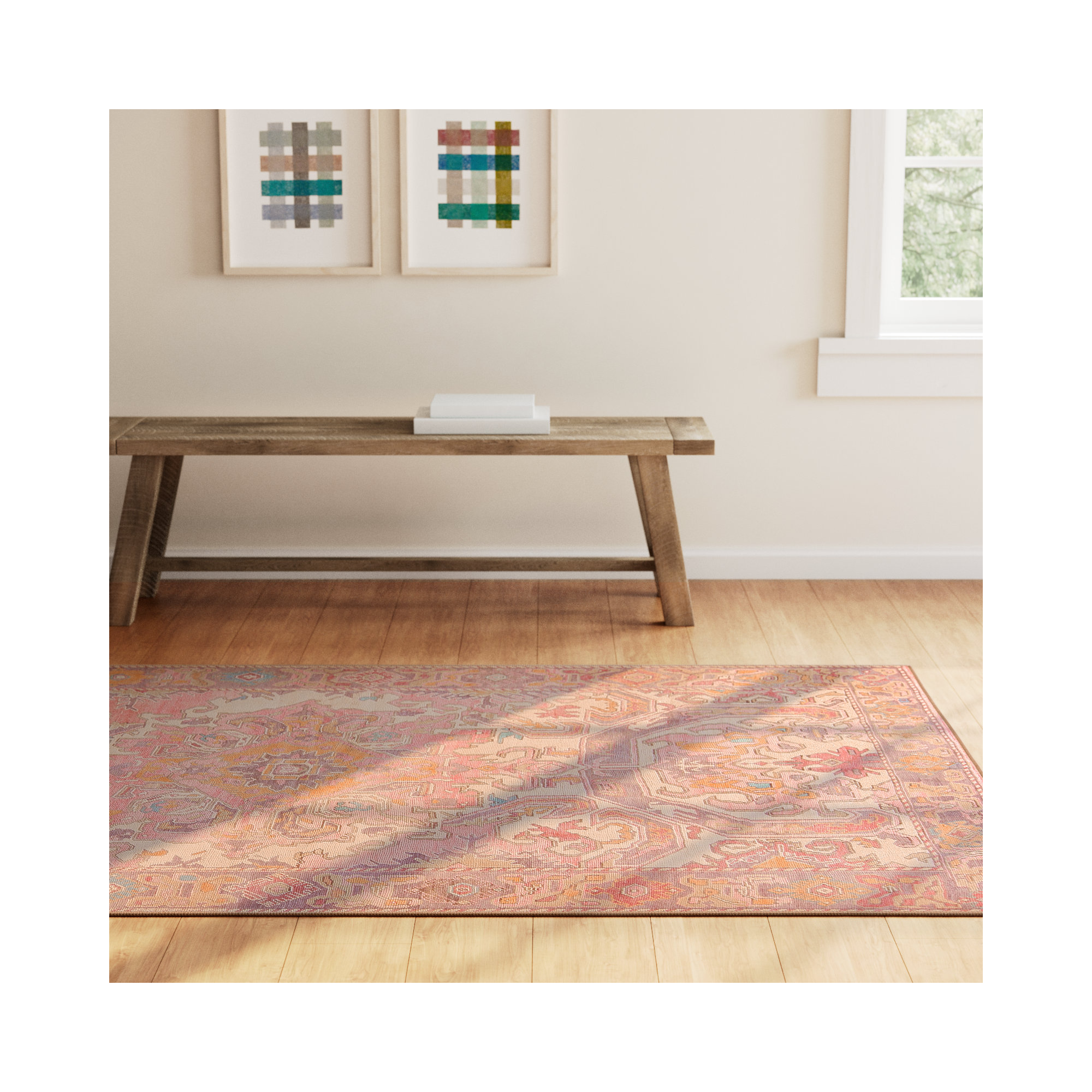 Framboise Pink/Purple Rug, Rectangle 5' x 8'
