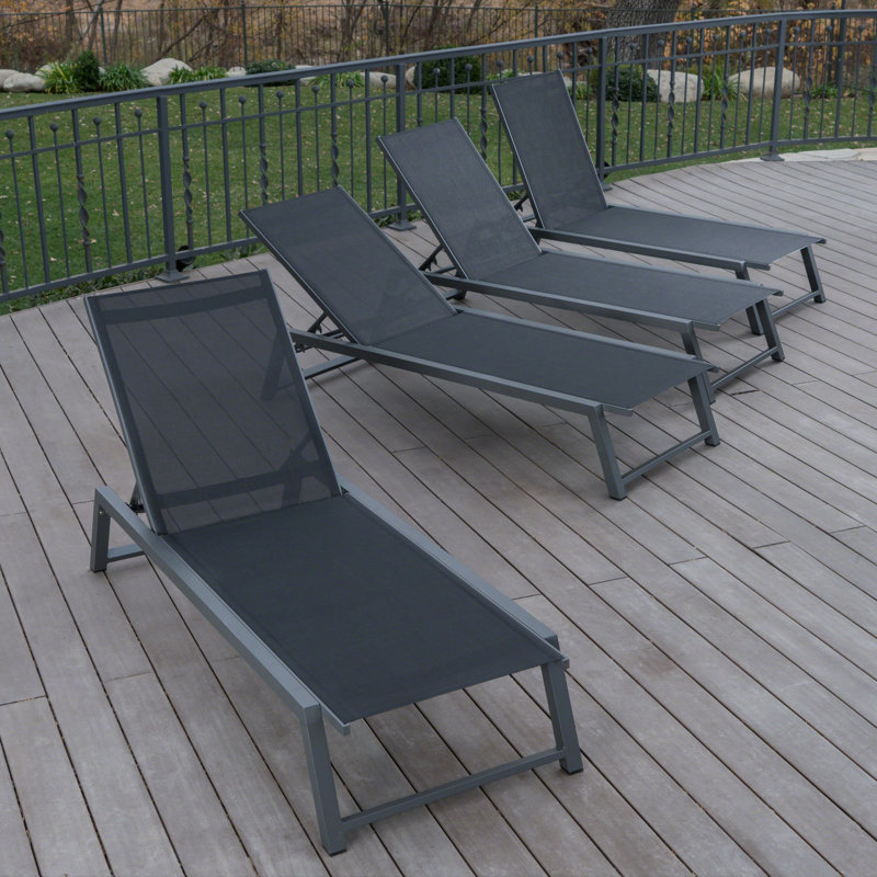 Ensemble de chaises longues inclinables de 76,5 po Petrie, gris