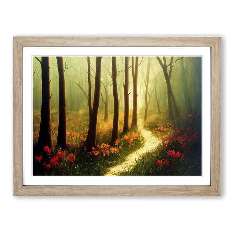 Ravishing Spring Forest - Single Picture Frame Painting, 25cm H x 34cm W x 2cm D, Oak Framed