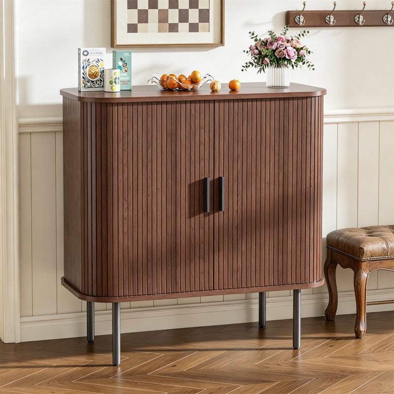 Metal Rectangle Accent Cabinet, Brown, 82cm H x 80cm W x 40cm D
