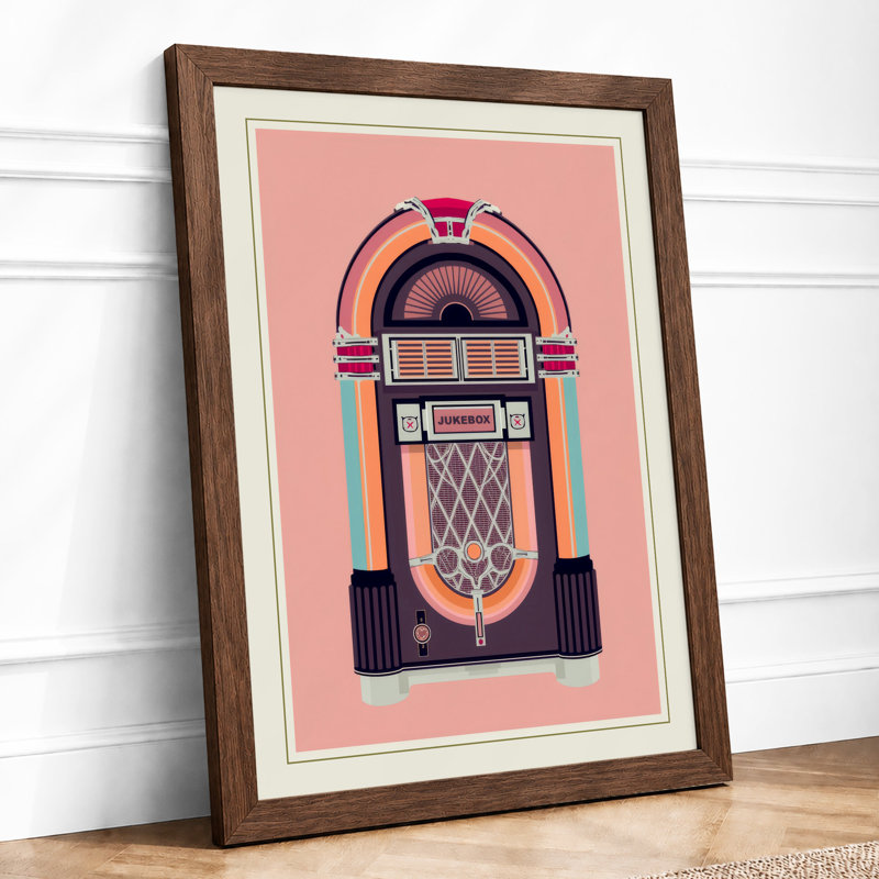 Jukebox Retro - Framed Print, A3 - 42.0 x 29.7 cm, Walnut