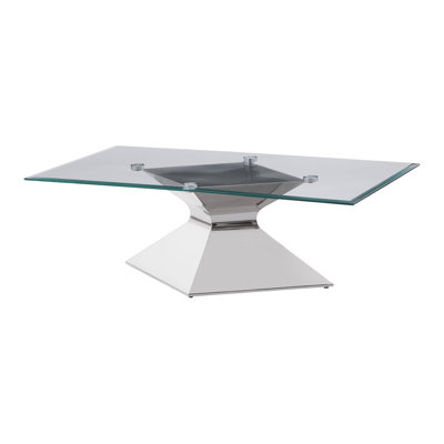 Glass Top Stainless Steel Coffee Table Chrome