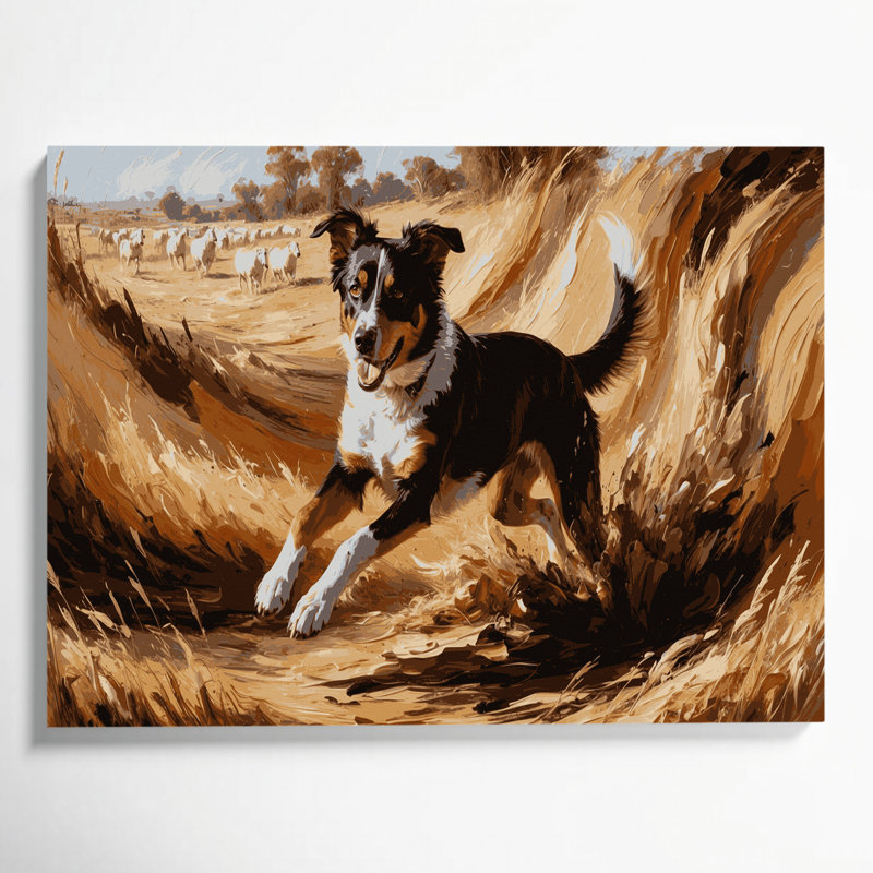 Chiens, art mural brun sur toile brun, H 11 po x l 14 po