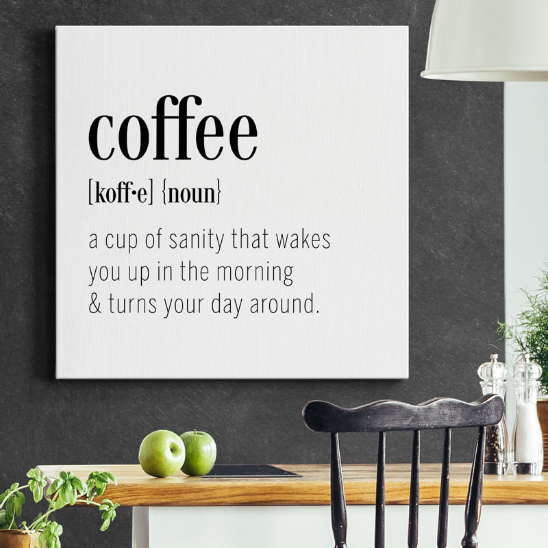 Définition de café - Toile tendue avec châssis de qualité supérieure - prête à être accrochée, H 24 po x l 24 po x P 1 po