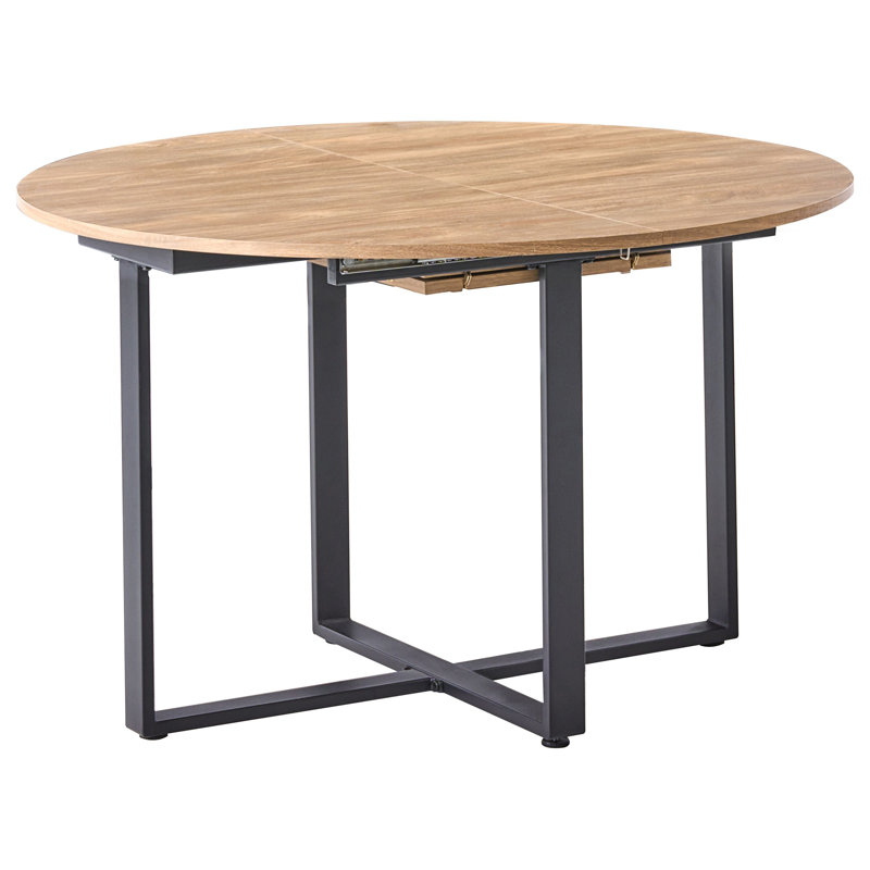 Extendable Round Metal Base Dining Table