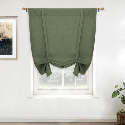 Antonino Linen Textured Blackout Tie Up Curtains Double Layer Thermal Insulated Lined Balloon Roman Shade