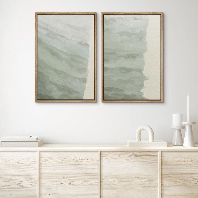 Collage de coups de peinture rustique blanc et brun clair - ensemble d'impressions sur toile flottante, Naturel