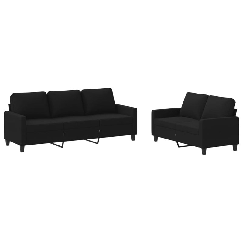 Karnesia 2 - Piece Living Room Set, Black Fabric