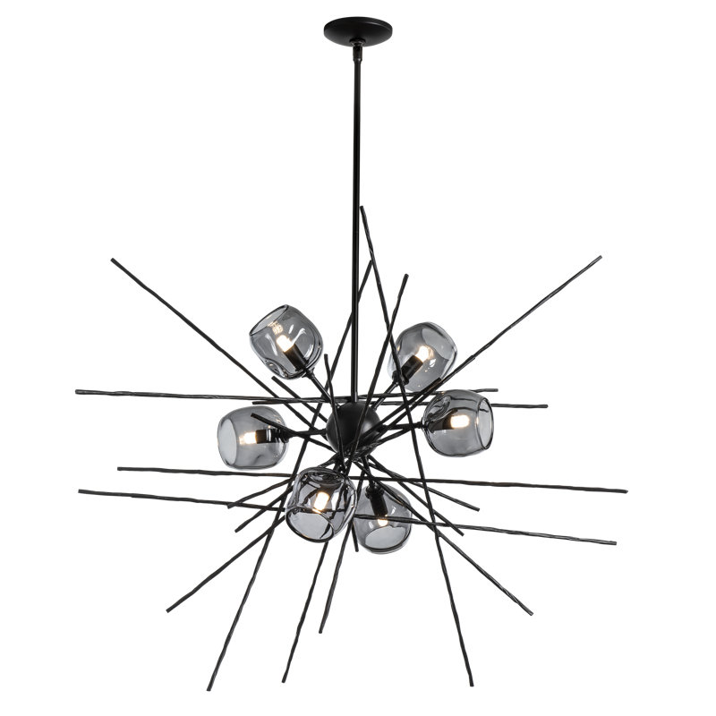 Griffin 6 - Light Chandelier, Cool Gray, 56.6" H x 39.2" W x 38.8" D, Black