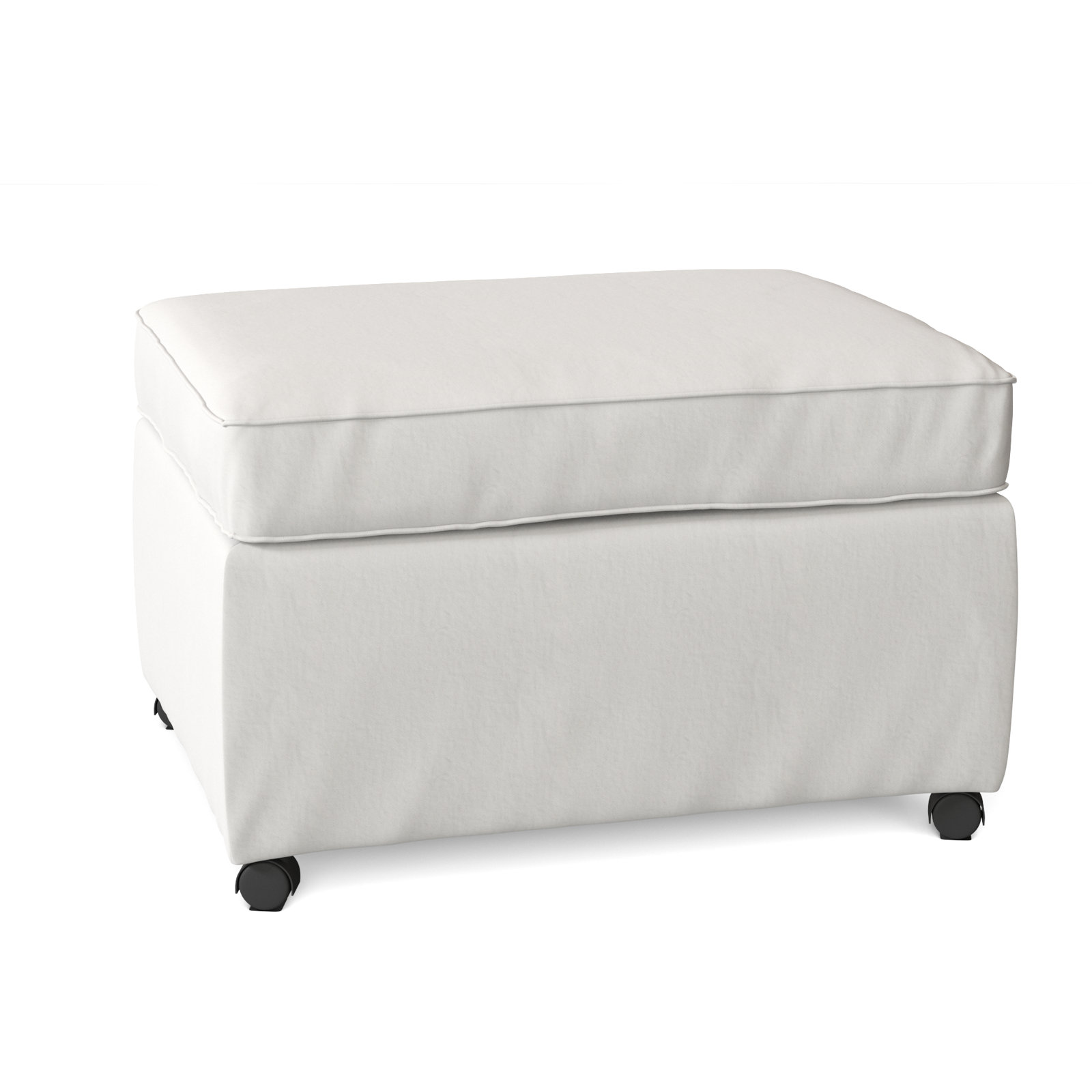 Rika Upholstered Ottoman, Classic Bleach White Twill