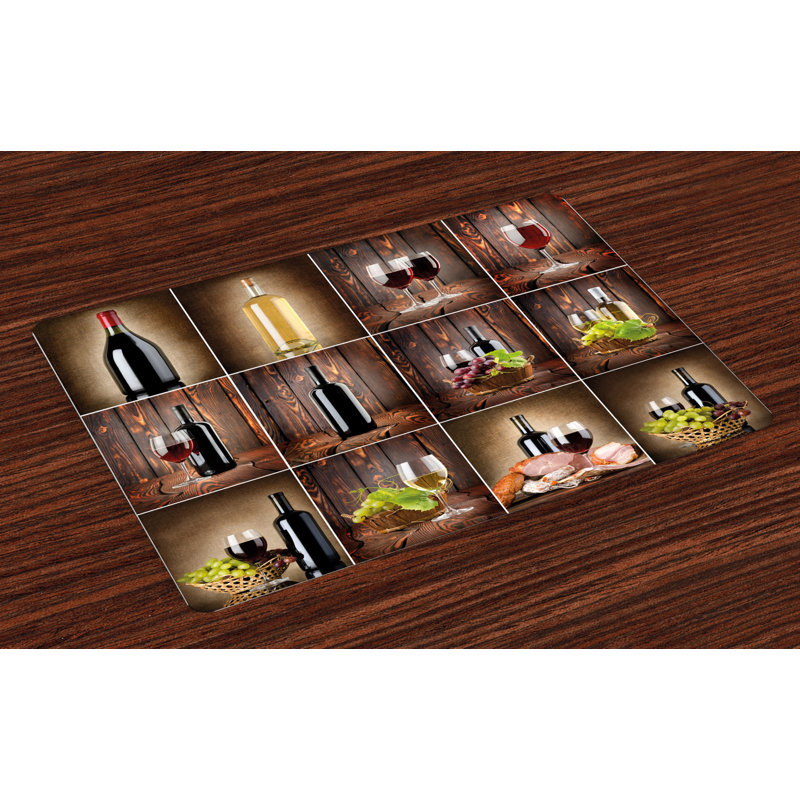 Pedro Wine Grapes Meat Drink Collage Placemat