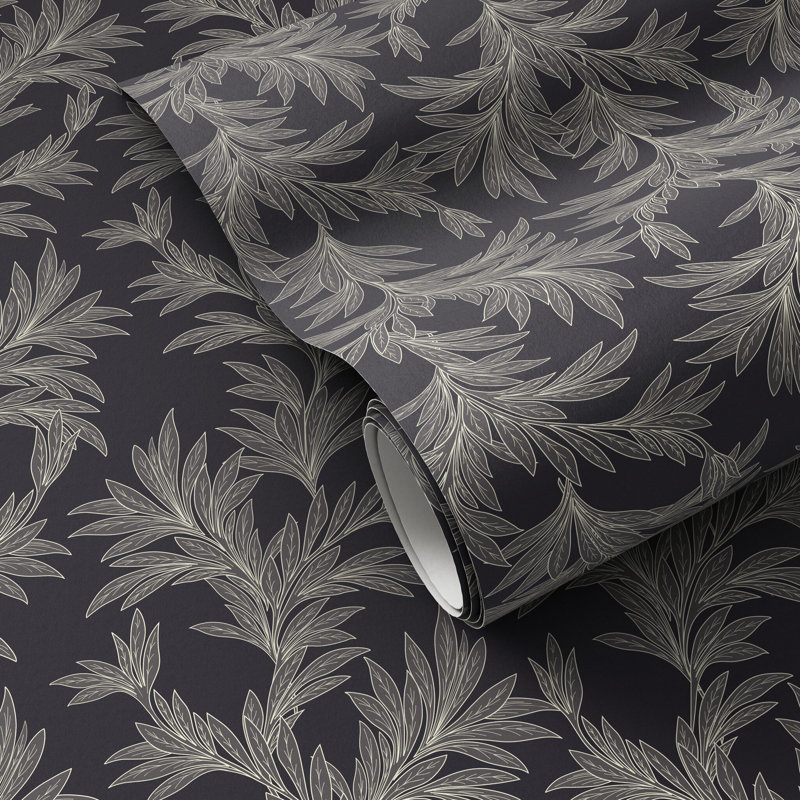 Lush Leaves Wallpaper by Getty Images, Lush Leaves Black I, W12" x H8"