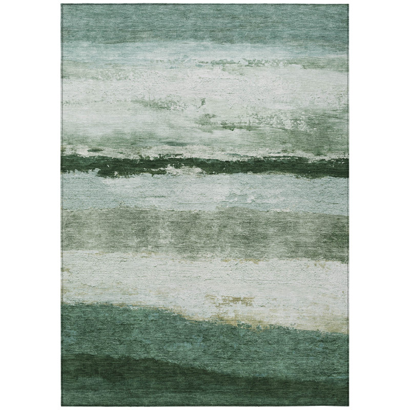 Machine Washable Indoor/Outdoor Arline ACN2169 Striped Rug, Rectangle 9' x 12'