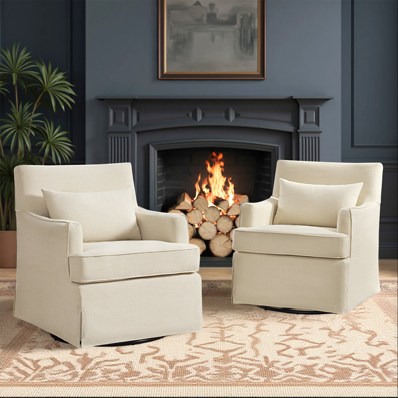 Chaise berçante pivotante avec dossier rembourré Jaxon, Lin