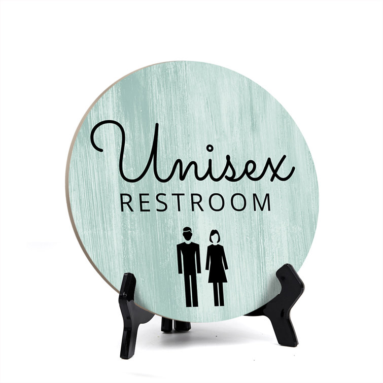 Signs ByLITA Plaque de salle de bain ronde ronde unisexe avec chevalet en  acrylique - Wayfair Canada