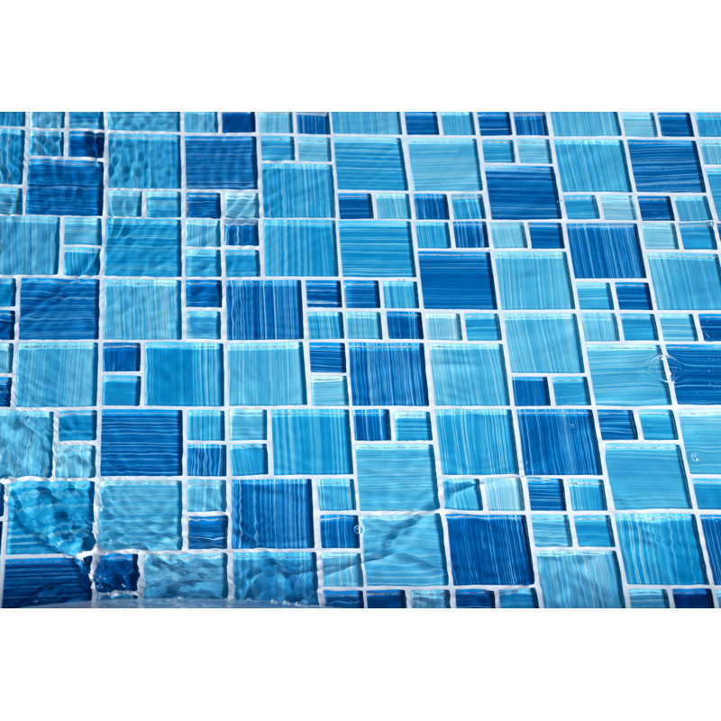 Carreau de mosaïque en verre piscine, Bleu bord de mer