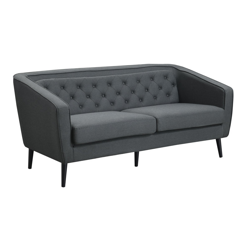 Canapé à accoudoirs touffetés Mid-Century moderne gris
