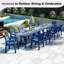 Ensemble de table de salle à manger d'extérieur en Hdpe 7 pièces avec chaises et trou pour parasol Immie, bleu-1421547815-1433348736