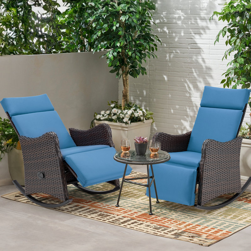 Ensemble de 2 chaises berçantes d'extérieur, Bleu marine