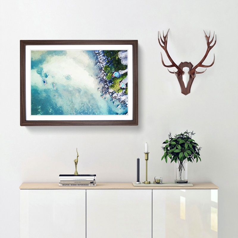 Birds Eye View of Boats in Abstract - Picture Frame Graphic Art Print, Walnut Framed, 36cm H x 48cm W x 2cm D