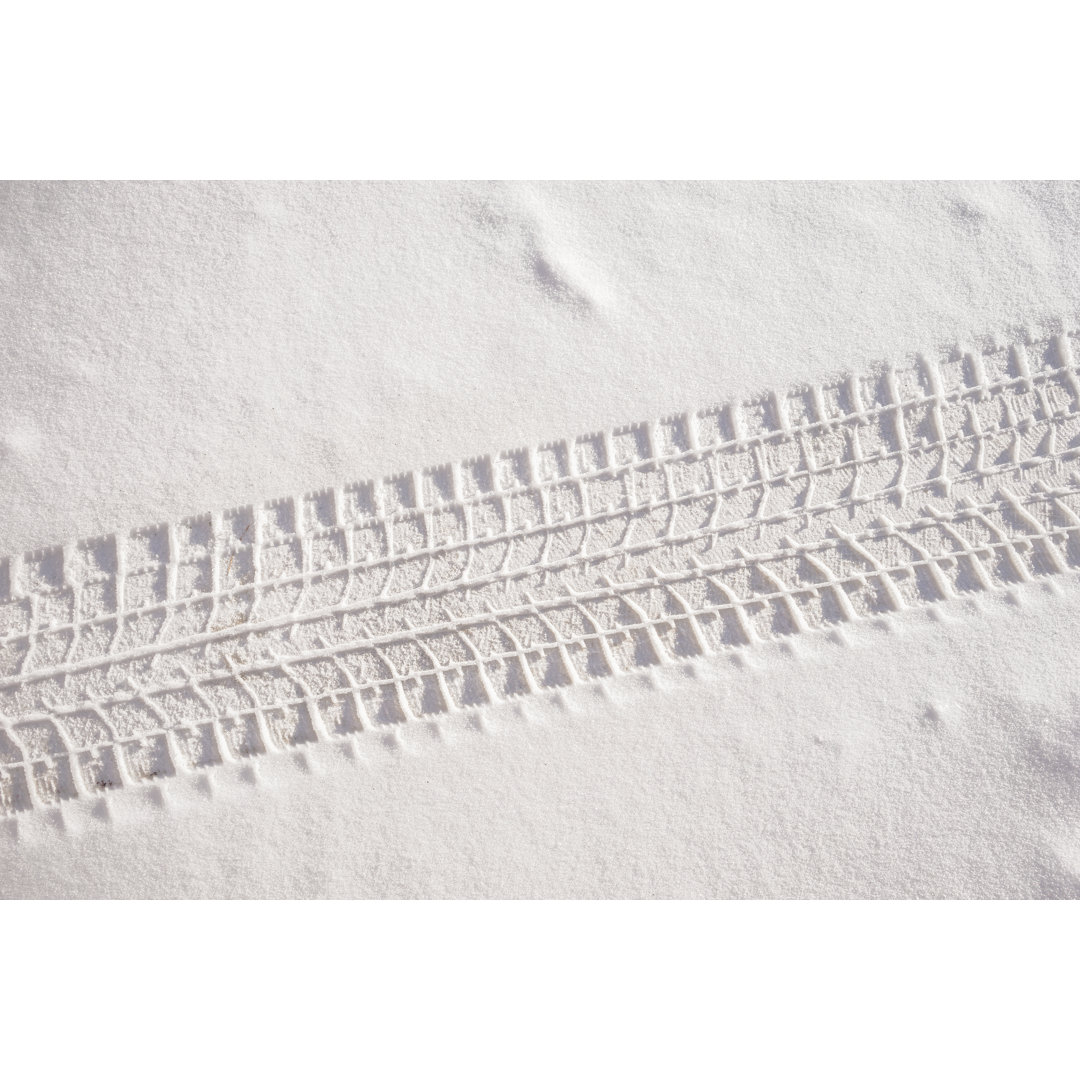 Leinwandbild Fresh Snow Sedan Tire Track von Vadimgouida