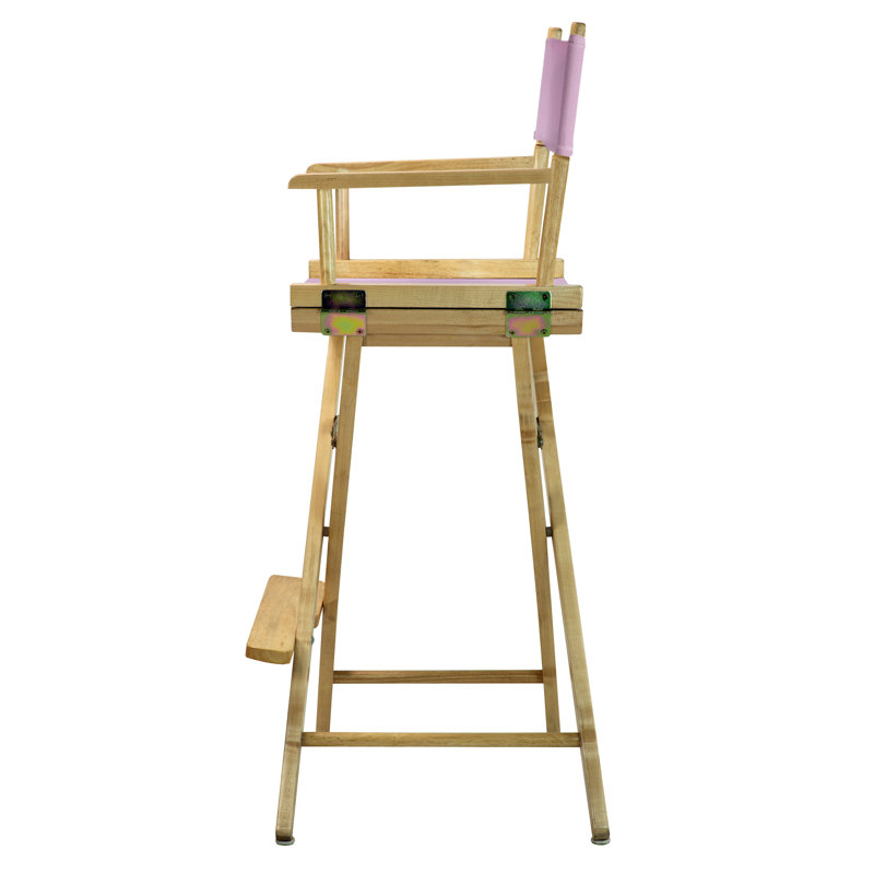 30" Folding Director Chair with Canvas, Natural, Pink