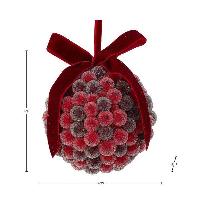 Boule de perles de 10 cm avec baies, Red/Burgundy