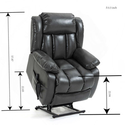 Motor Infinite Position Up to 350 LBS Electric Medium size Leatheraire Grey Power Lift Recliner Chair with 8-Point Vibration Massage and Lumbar Heatin