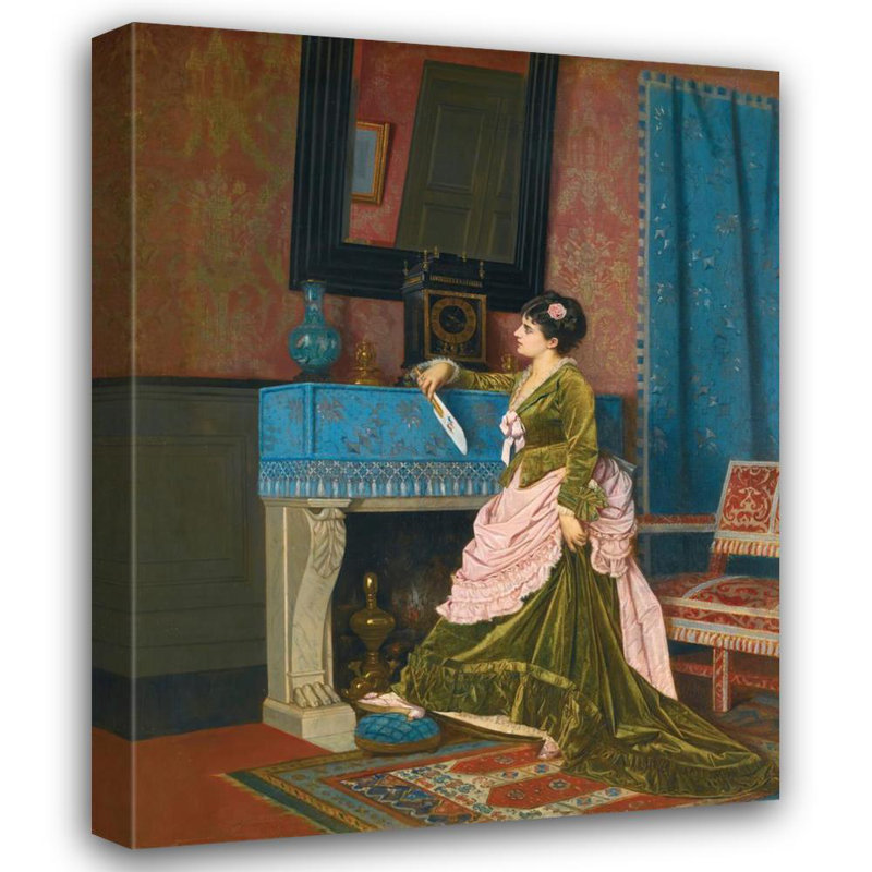 "La lettre d'amour" par Auguste Toulmouche - Toile tendue avec châssis, H 40 po x l 28 po