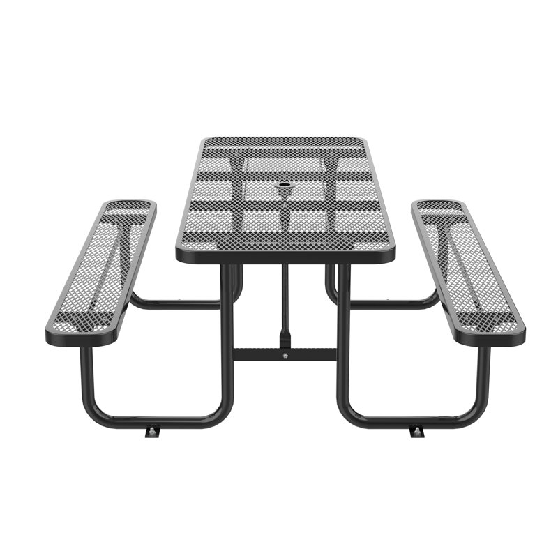 96" Rectangular Picnic Table Set, Black