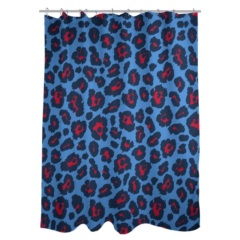 Ensemble de rideau de douche 2 pièces à imprimé animal, Bleu / bleu foncé / rouge