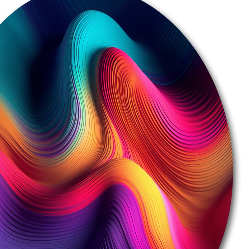 «Abstracted Flowing Forms V», art mural rond abstrait à encre liquide, H 23 po x l 23 po x P 1 po