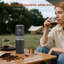 Moulin à café portatif sans fil 4-en-1 avec 9 réglages de mouture réglables, tasse à café USB-C rechargeable en acier inoxydable pour bureau de camping de voyage
