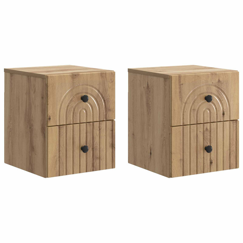 33cm W Manufactured Wood Bedside Table, Artisan Oak