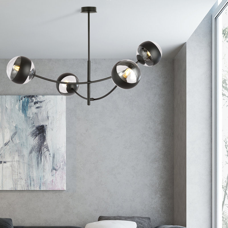 4 - Light Sputnik Chandelier, Transparent/Black