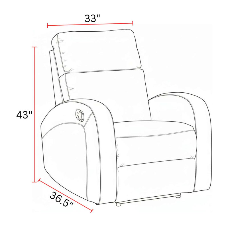 Jarrell 33" Upholstered Manual Recliner with Curved Arms, Pebble Grey